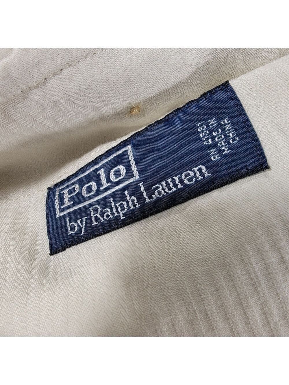 Vintage Polo Ralph Lauren Linen Silk Pants Tan Beige Mens 38x30 Flat Front Chino - Picture 3 of 12